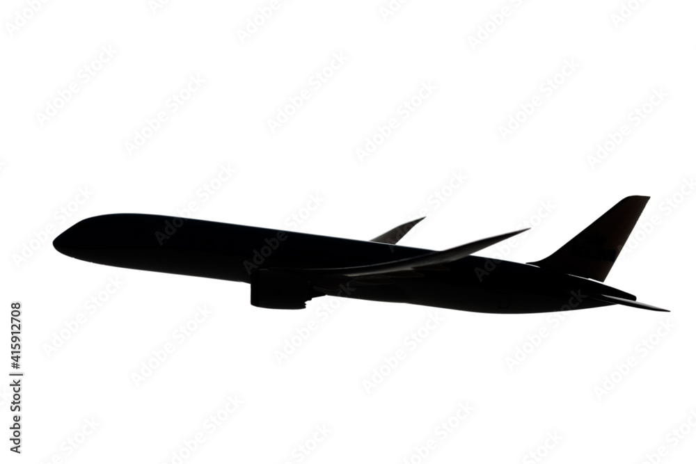 Black silhouette of an airplane on isolated white backfround. Stock ...