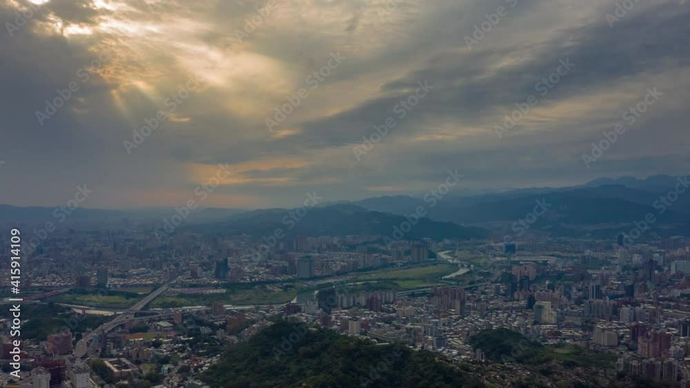 sunset sky taipei cityscape mountains district aerial panorama 4k timelapse taiwan sunset sky taipei cityscape mountains district aerial panorama 4k timelapse taiwan