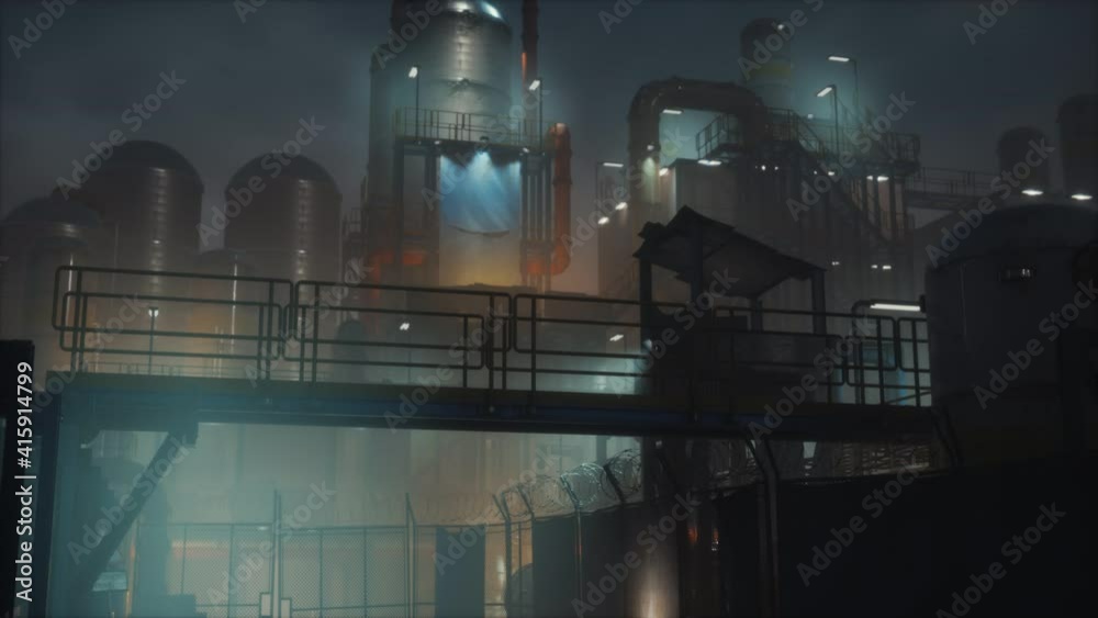 Petrochemical industry factory at night Petrochemical industry factory at night