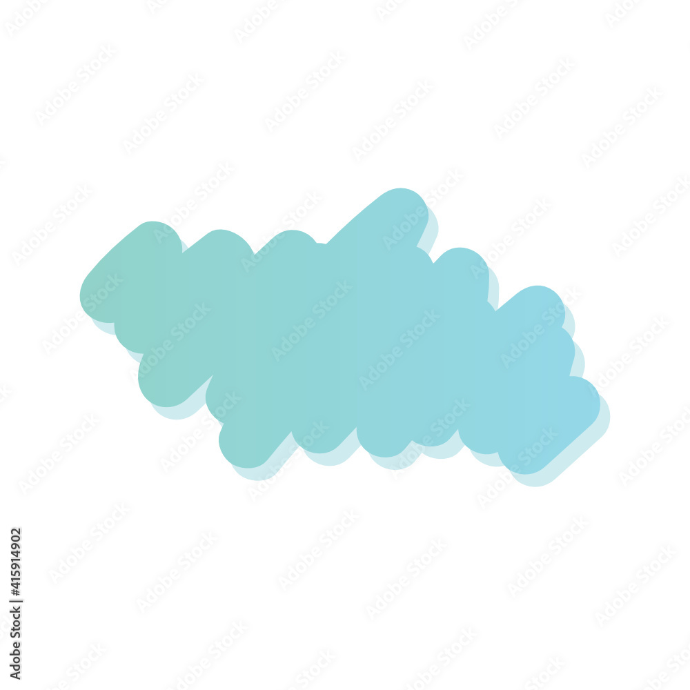 Blue Gradient Cloud Graphic, Blue Paint Brush Stroke, Abstract Graphic, Isolated Graphic Background Vector Illustration