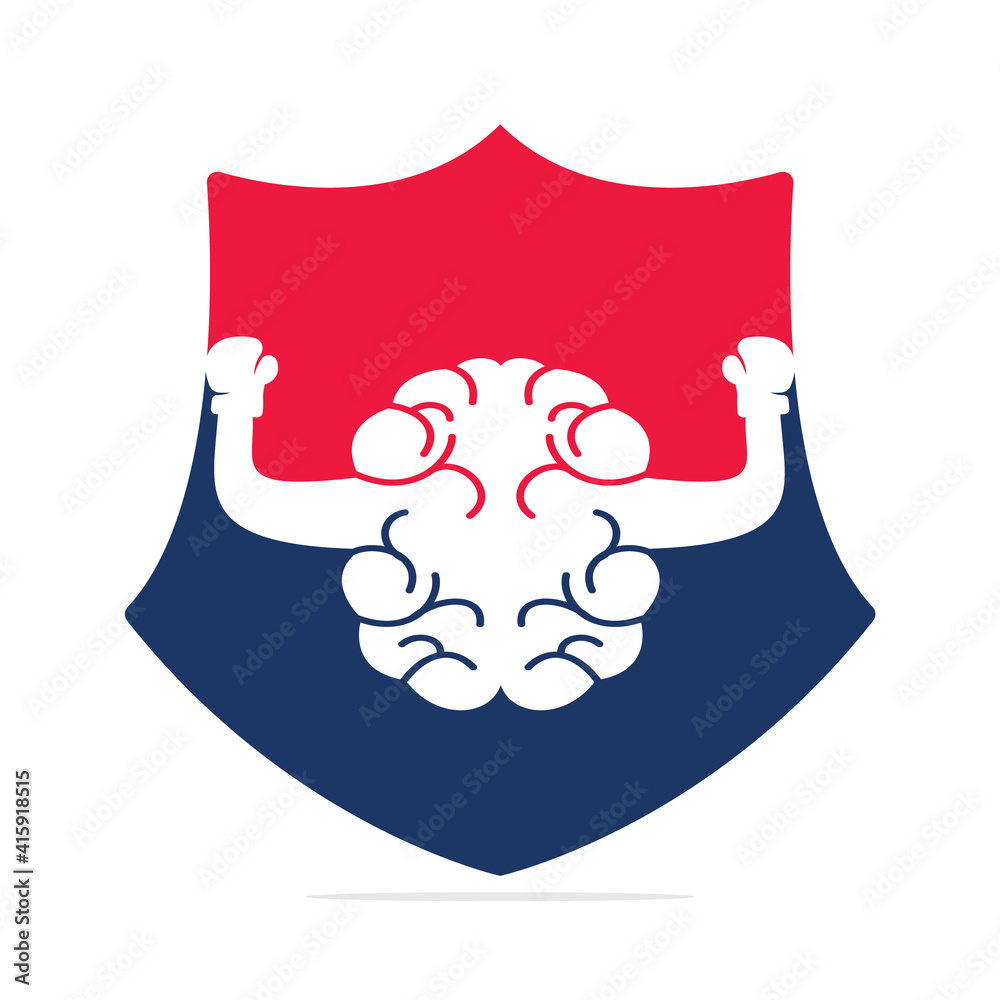 Brain shield boxing logo concept design. Power brain logo vector design. Brain shield boxing logo concept design. Power brain logo vector design.