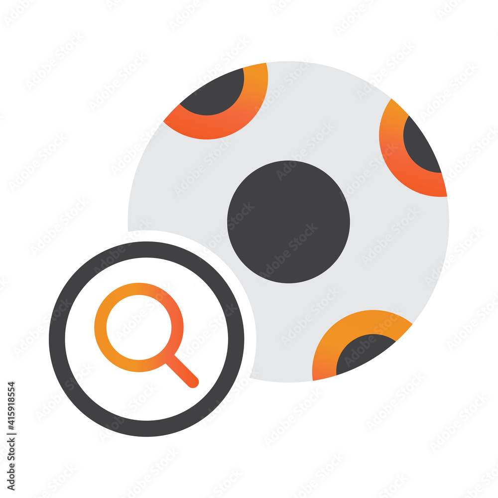 soccer ball search illlustration design. soccer ball search icon isolated on white background. ready use vector.