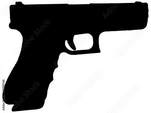 hand gun silhouette on white background 