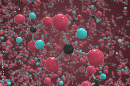 Lithium carbonate molecule. Ball-and-stick molecular model. Chemistry related 3d rendering