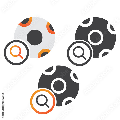 soccer ball search illlustration design. soccer ball search icon isolated on white background. ready use vector.
