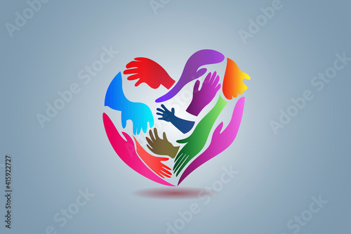 Hands making a love heart shape can be used as charity people voluntary ready to help another poor people logo icon vector image design