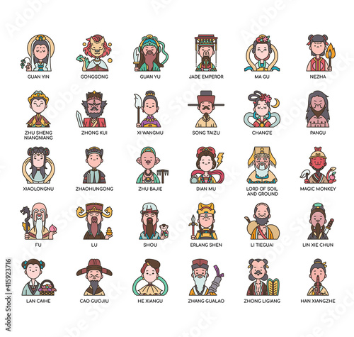chinese god , Thin Line and Pixel Perfect Icons