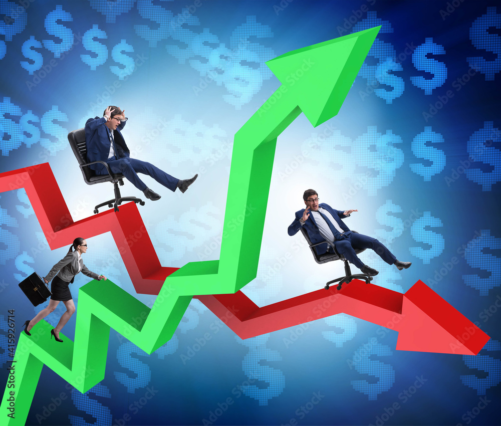 Growth and decline concept with businessmen