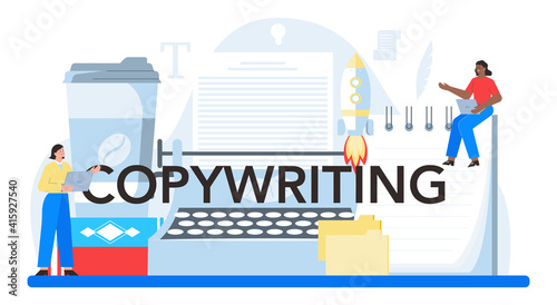 Copywriting typographic header. Writing and designing texts, creativity