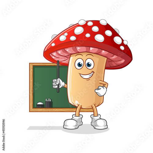fly agaric mushroom teacher vector. cartoon character