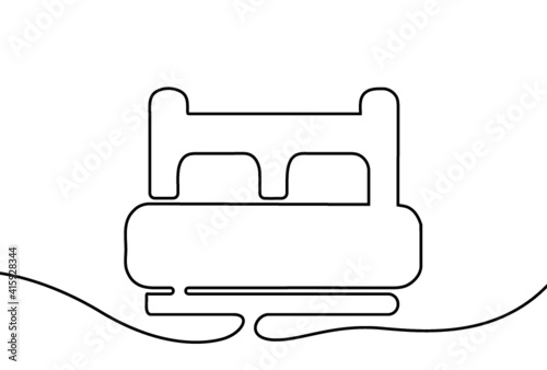 Creative vector bed. One line style illustration