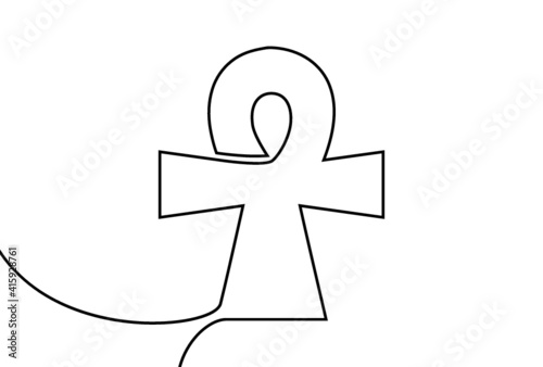 Creative vector Ankh. One line style illustration