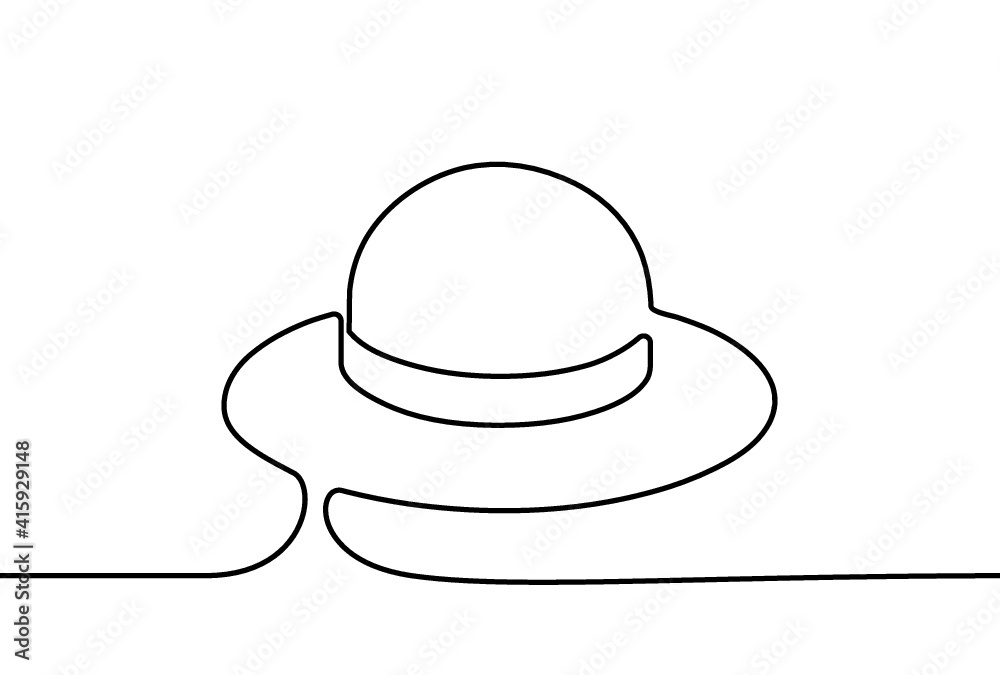 Creative vector Hat. One line style illustration Creative vector Hat. One line style illustration