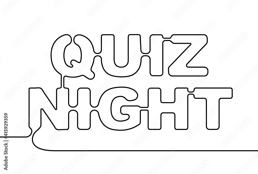 Creative vector quiz night. One line style illustration Creative vector quiz night. One line style illustration