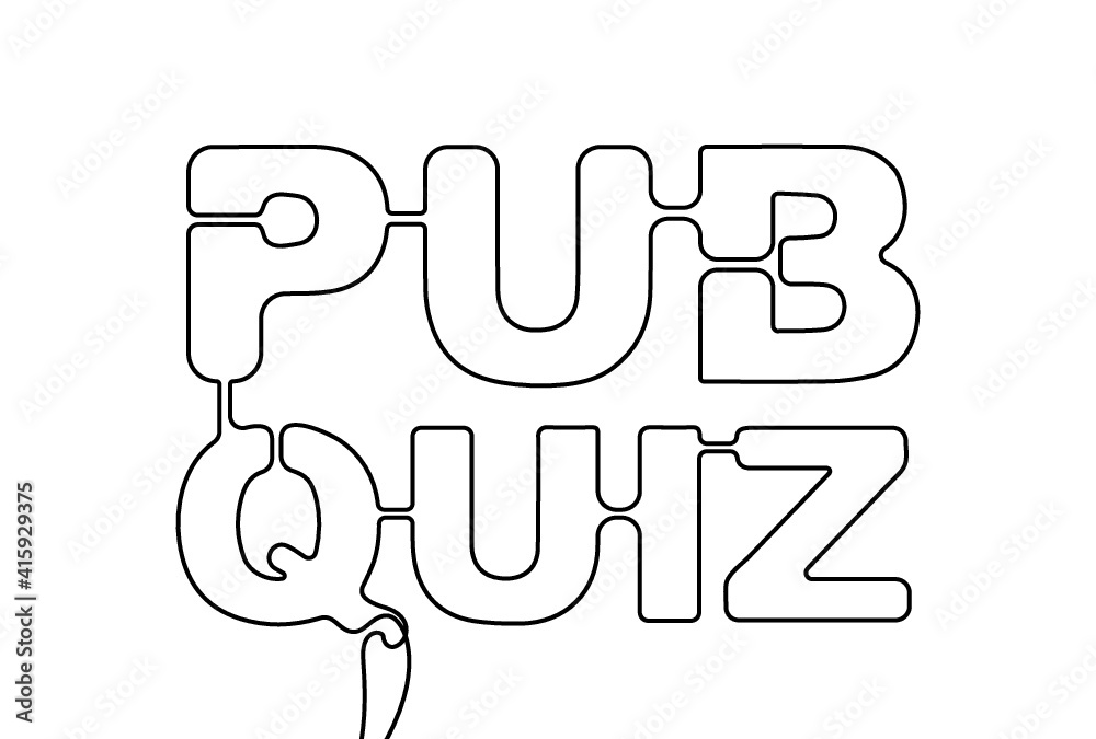 Creative vector pub quiz. One line style illustration Creative vector pub quiz. One line style illustration