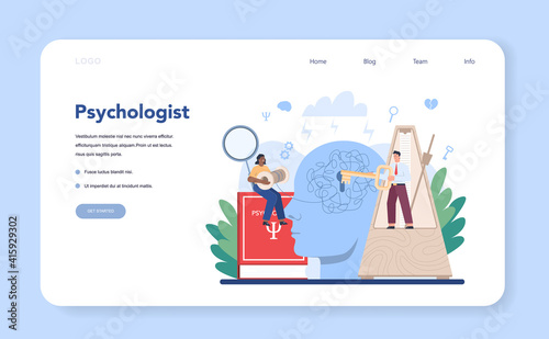 Psychiatrist web banner or landing page. Mental health diagnostic.