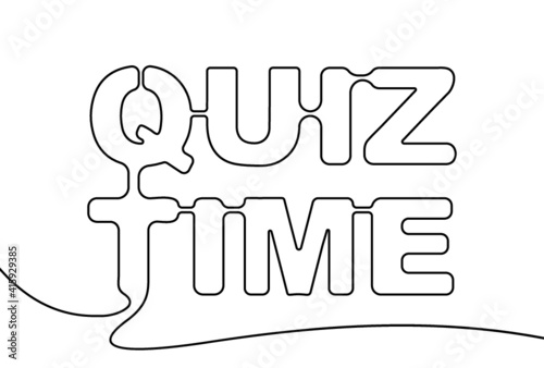 Creative vector quiz time. One line style illustration