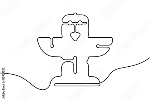 Creative vector totem. One line style religion monument illustration