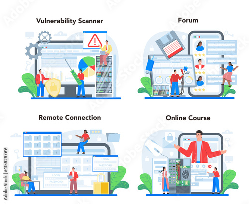 System administrator online service or platform set. Technical work with server