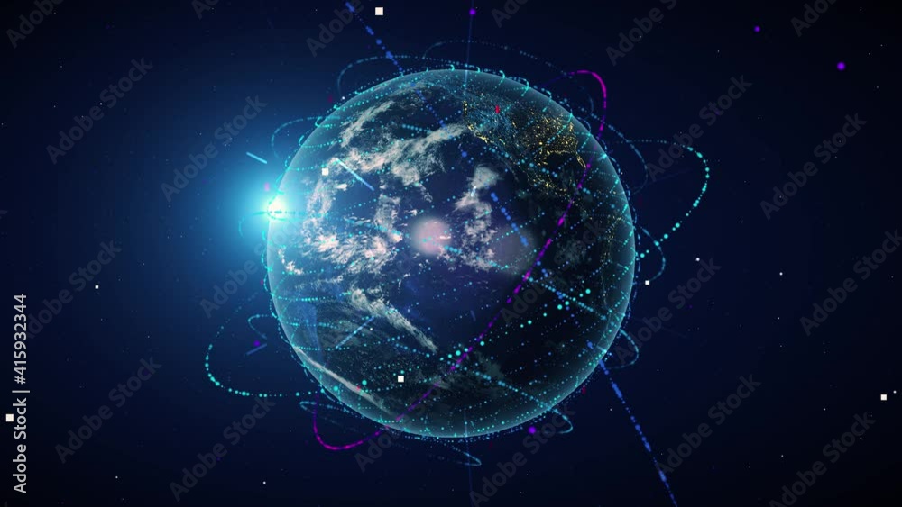 4K technologic earth globe map (loopable)