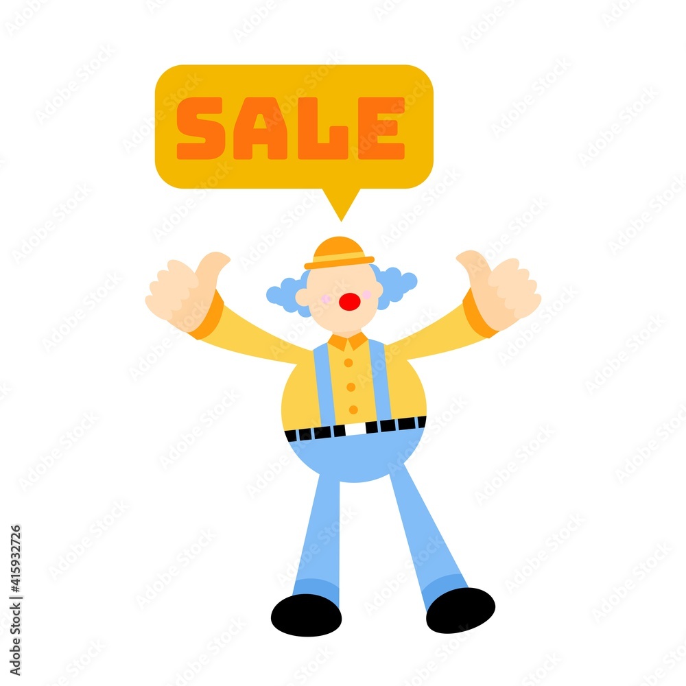clown carnival and shop sale sign cartoon doodle flat design style vector illustration clown carnival and shop sale sign cartoon doodle flat design style vector illustration