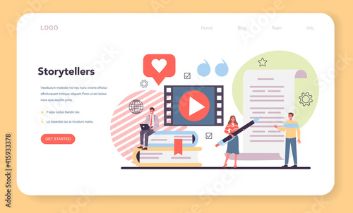 Storytelling web banner or landing page. Professional speechwriter