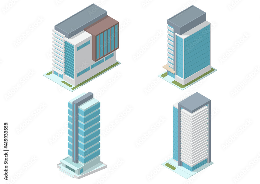 Skyscrapers offices building set.