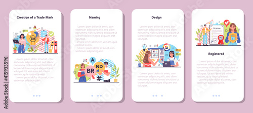 New company, trade mark registration mobile application banner set.