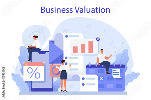 Business valuation concept. Appraisal services, selling and buying