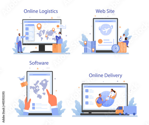 Raw material supply online service or platform set. Suppliers, B2B idea,