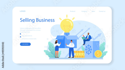 Selling business web banner or landing page. B2B or business to business