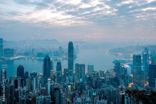 Hong Kong City View at the morning; From Victoria Peak