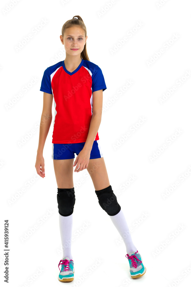Full length shot of girl volleyball player