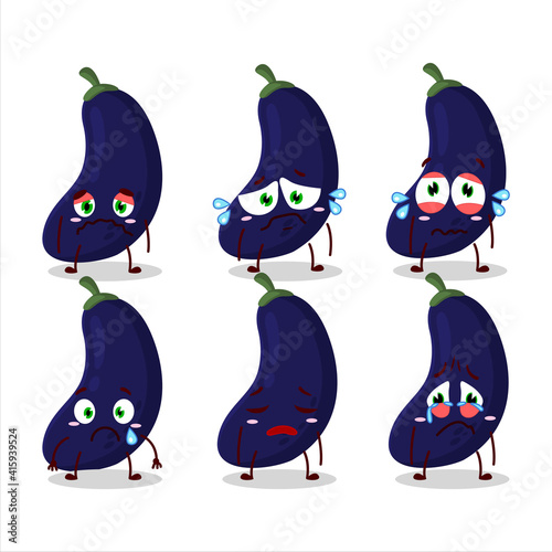 New eggplant cartoon character with sad expression