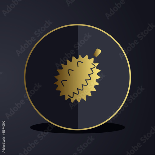 Dark premium durian fruit icon logo with gold colored glyph icon style