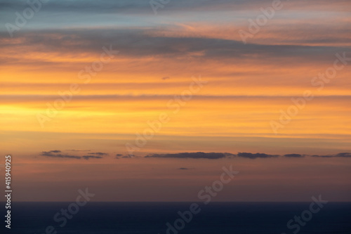 View of sunset clouds over Tasman sea