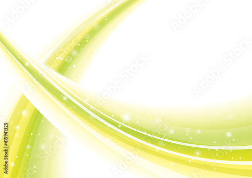 曲線が交差する抽象的なイラスト　黄緑