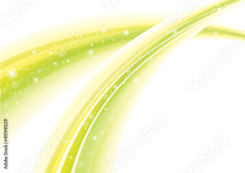 曲線が交差する抽象的なイラスト　黄緑