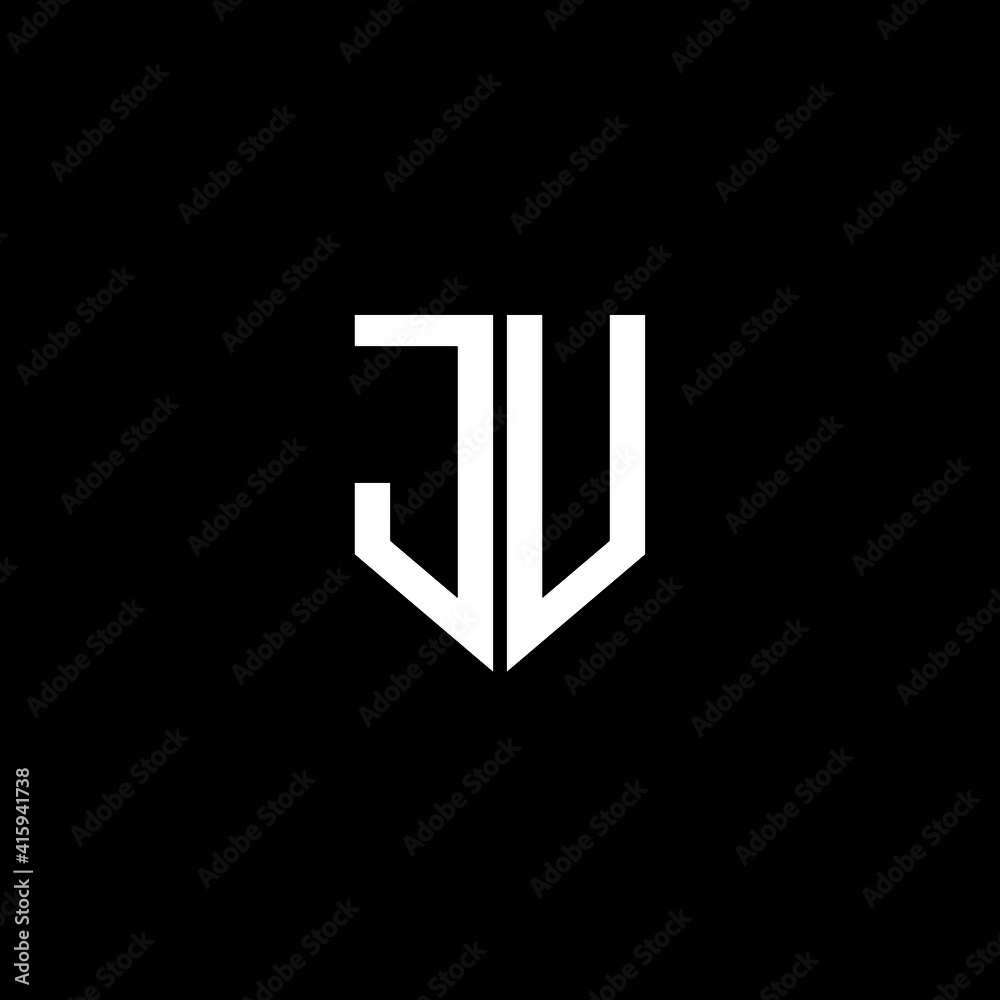 JU letter logo design with black background in illustrator, vector logo ...