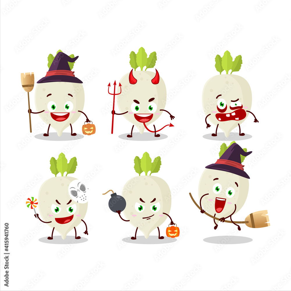 Halloween expression emoticons with cartoon character of may turnip Halloween expression emoticons with cartoon character of may turnip