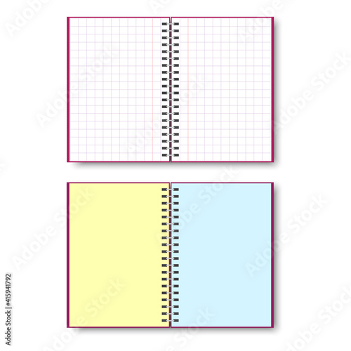 Two notepads, great design for any purposes. Vector illustration design. Mockup template. Stock image. EPS 10.