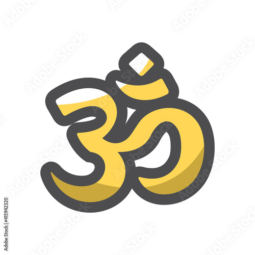 Ohm Hinduism symbol Vector icon Cartoon illustration.