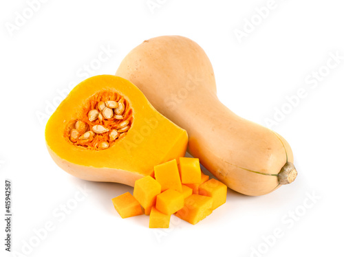 Butternut squash isolated on white background