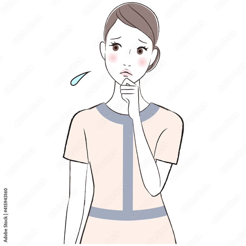 A woman esthetician got stressed and hesitates A woman esthetician got stressed and hesitates