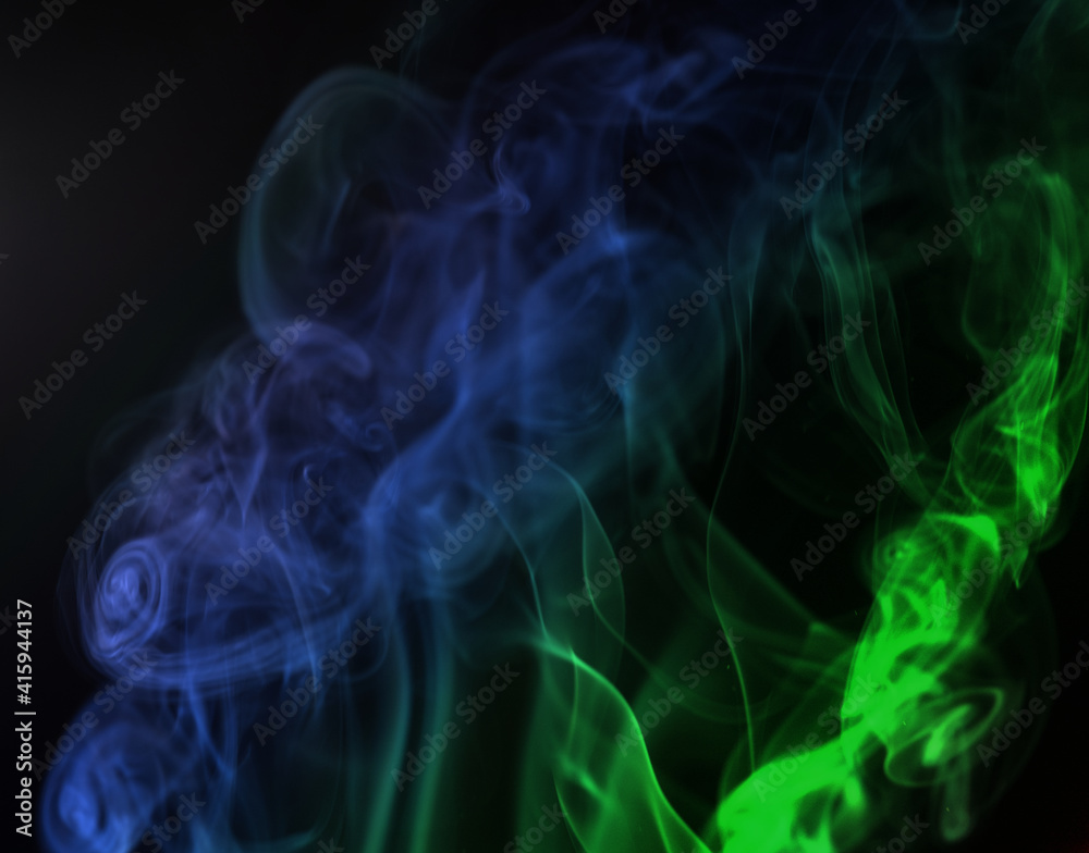 Abstract Smoke Texture Colorful Isolated Black Background.