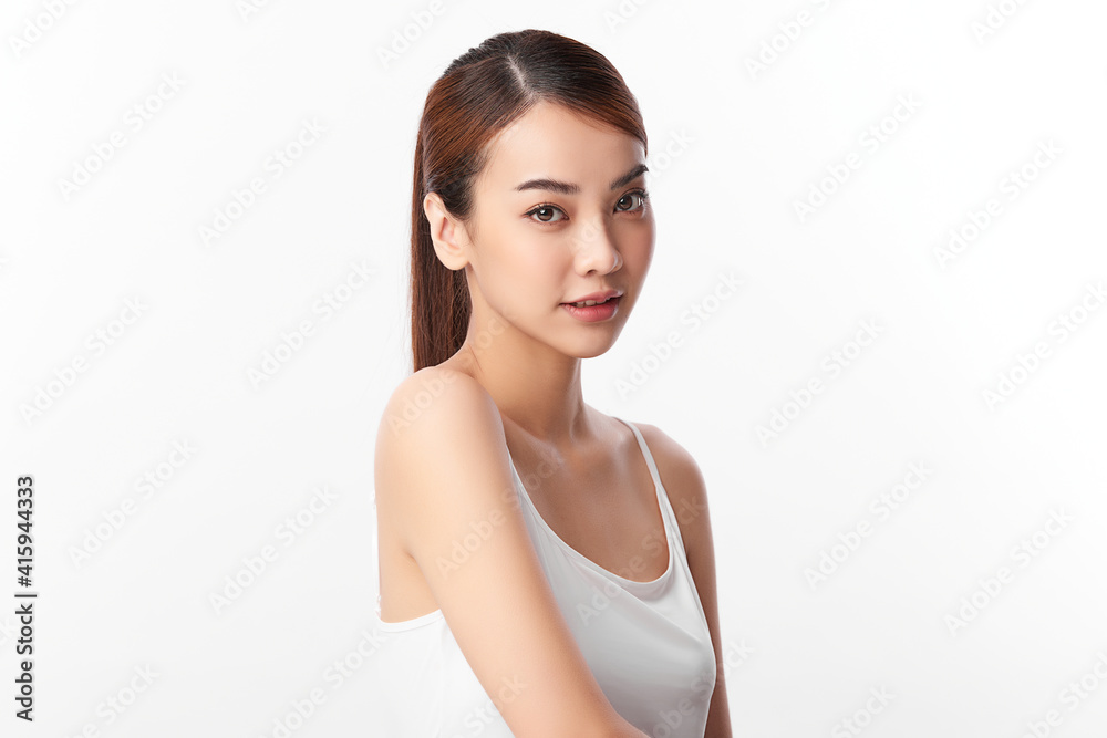Beautiful young asian woman with clean fresh skin on white background, Face care, Facial treatment, Cosmetology, beauty and spa, Asian women portrait Beautiful young asian woman with clean fresh skin on white background, Face care, Facial treatment, Cosmetology, beauty and spa, Asian women portrait