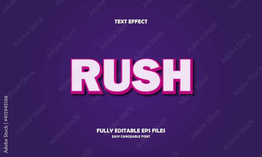 Editable text effect rush title style