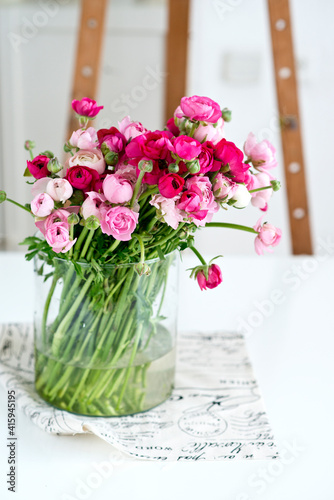bouquet of ranunculus flowers in a vase