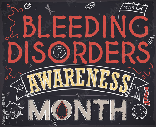 Chalkboard with Doodles Commemorating the Bleeding Disorders Awareness Month Celebration, Vector Illustration photo