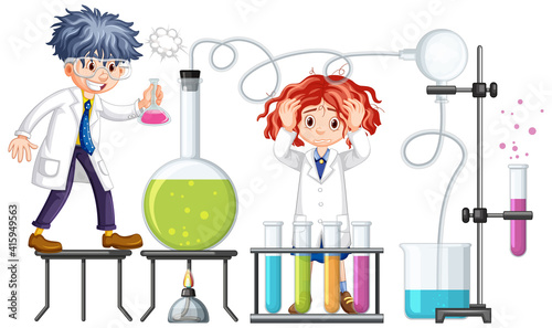 Researcher experiment with chemical items